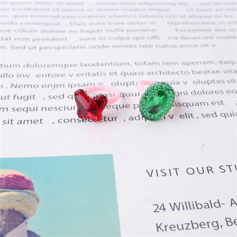 Kindergarten Cute Acrylic Diamond Children's Ring Sweet Love Children's Day Hand Ornaments Cross-Border Little Girl Ring