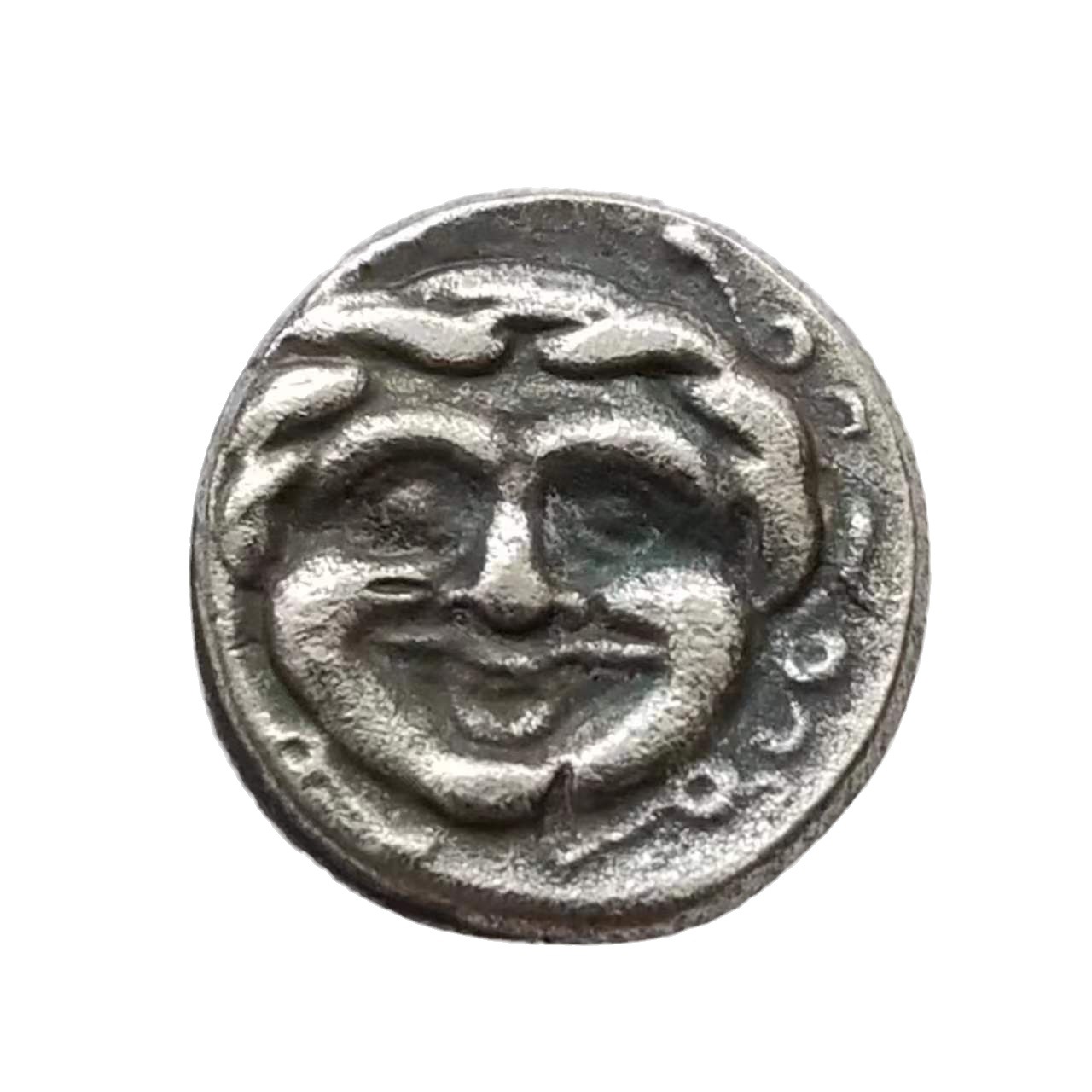 Antique Crafts Ancient Greek Brass Silver-Plated Old Silver Dollar Commemorative Coins # 4649