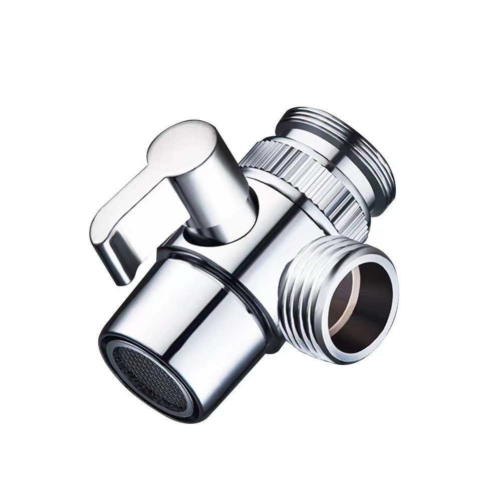 Hot and cold faucet splitter kitchen basin faucet water distribution Tee connector one-in-two-outlet water separator washing machine