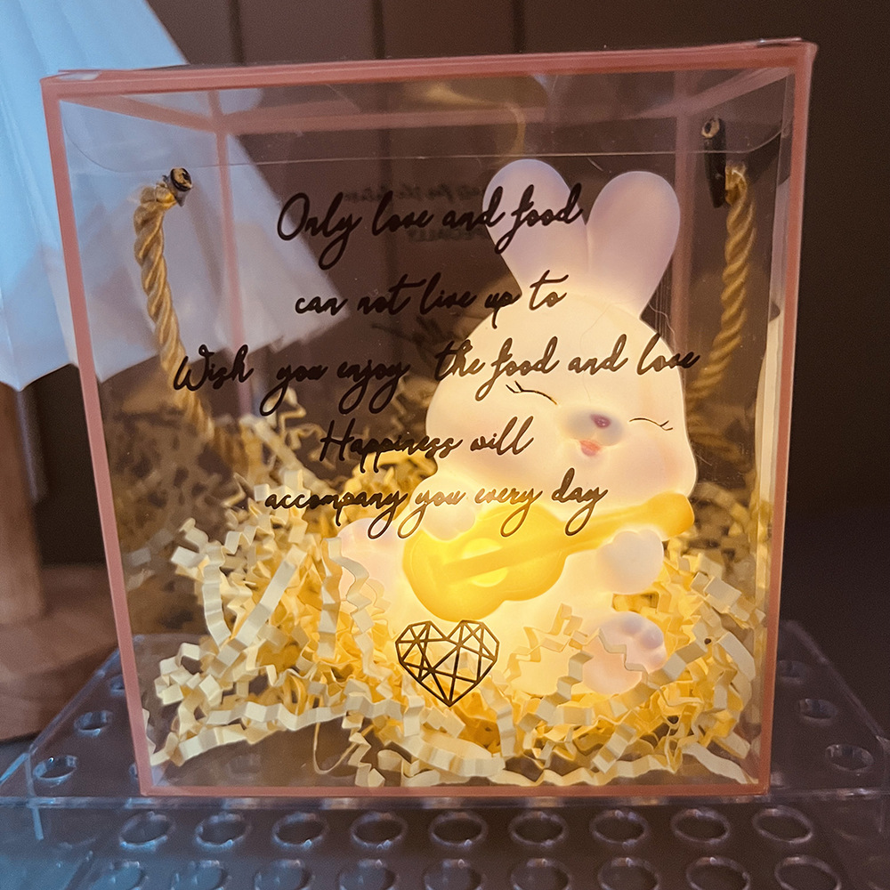 Trendy Rabbit Night Light Glowing Cute Ornament Wholesale Portable Box Night Light Night Market Stall