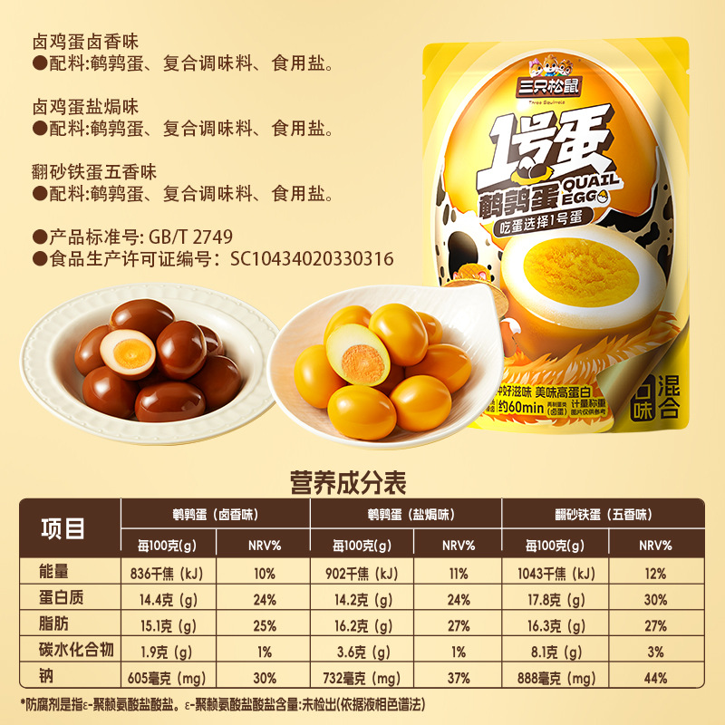 [three squirrels multi-flavor quail egg mixed flavor] snack snack marinated eggs cooked food