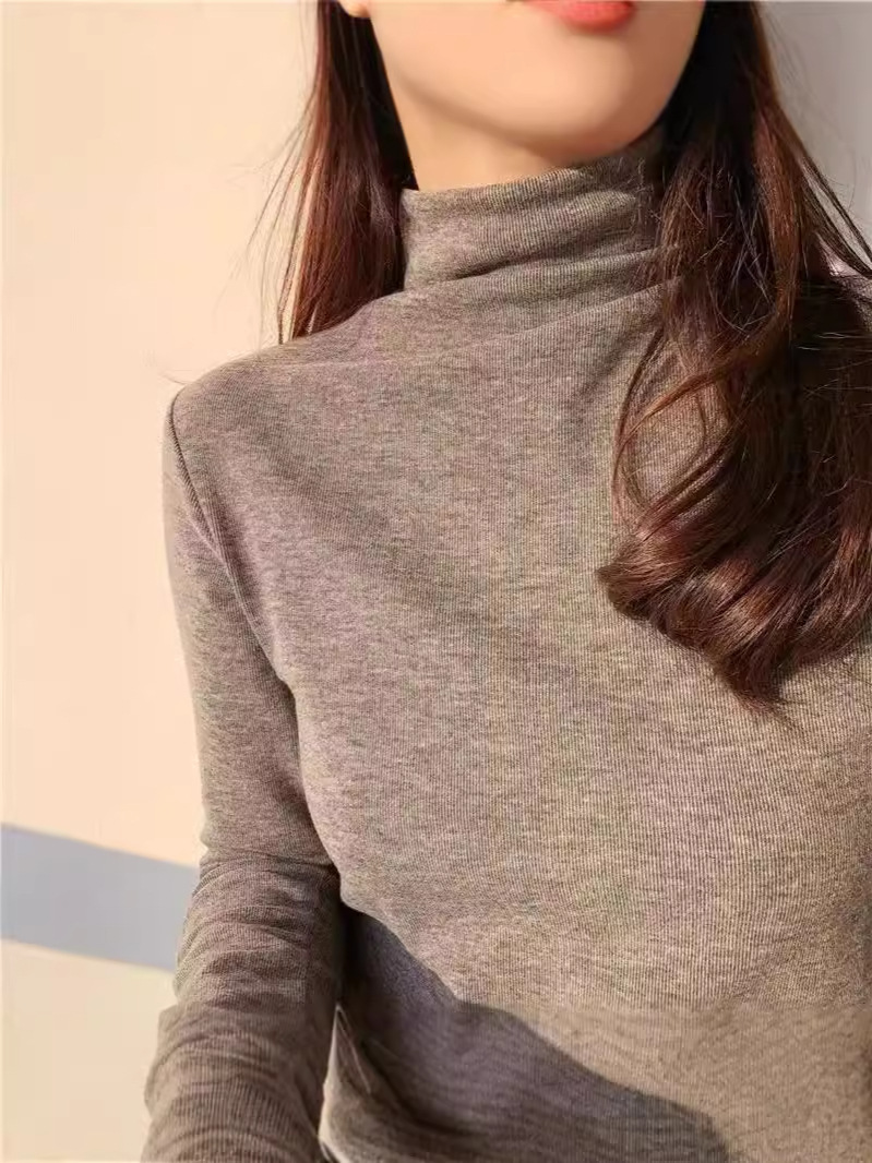 Cashmere 280g Thickened Warm Semi-high Neck Base Shirt Autumn and Winter New Slim Fit Solid Color All-match Long Sleeve Top