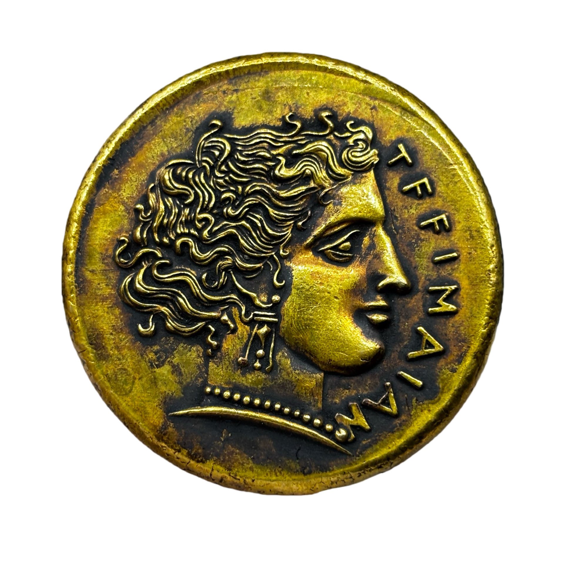 Древнеримская утолщенная юбилейная монета, латунь, позолота, антикварные изделия, сплошная золотая монета