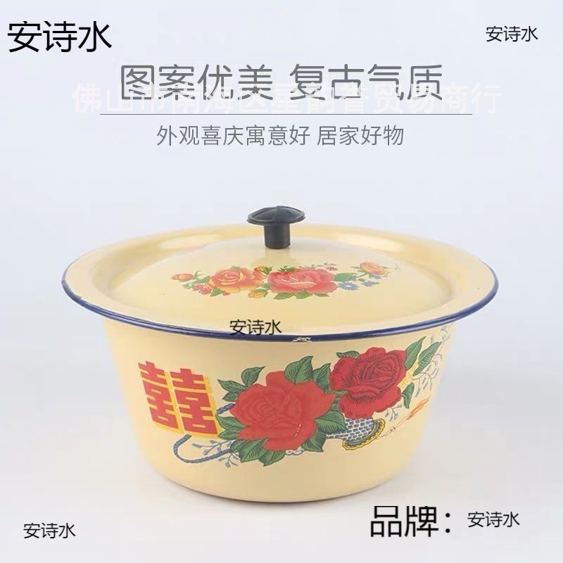 Enamel Pot for Hog Oil Household Asini Pot for Lard Butter Household Meat Oil Enamel with Lid High Temperature Sealing Jar