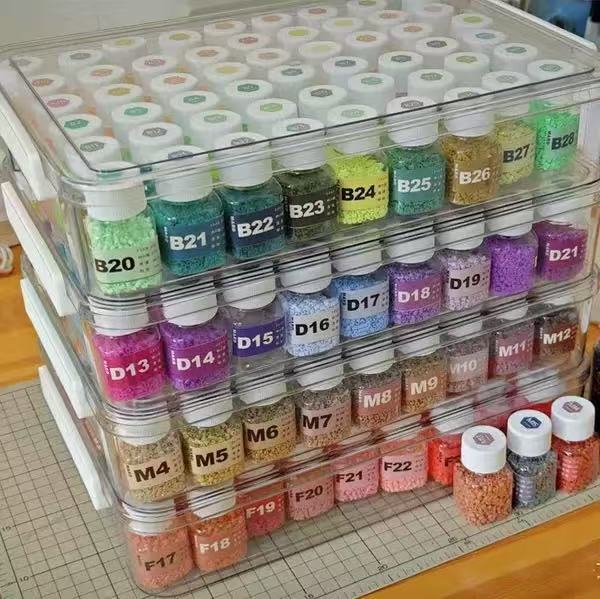 [30ml Square Bottle] Pindou Repackaging Storage Bottle Storage Box Transparent Large Capacity Easy to Take and Easy to Put Small Beans