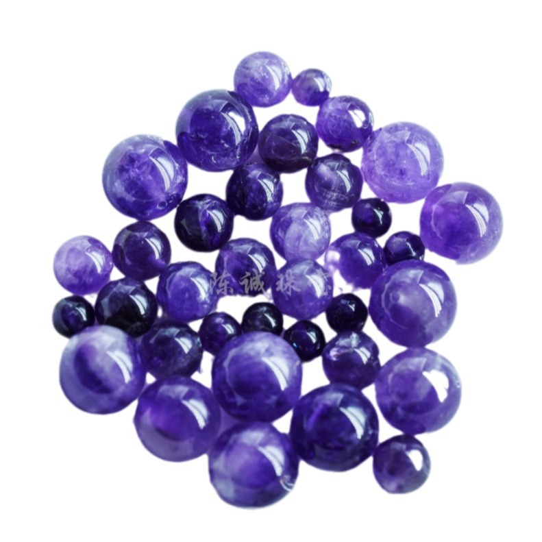 Natural Amethyst Loose Beads Round Beads DIY Jewelry Accessories Uruguayan Amethyst Beads Semi-Finished Products Wholesale National Style