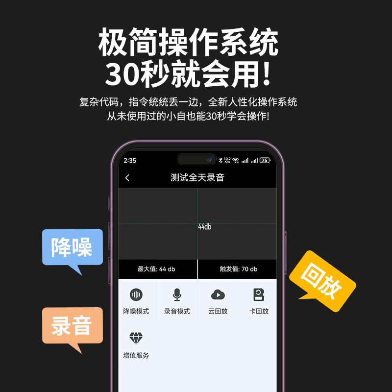 Wireless Pickup, Special Surround Stereo Sound Effect, Card Recording, Remote Real-Time Listening Recording, Mobile Phone Control