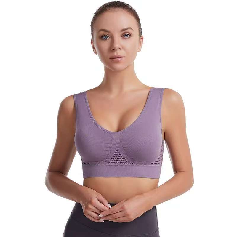 Tumu Cross-Border Yoga Sports Bra Cut Out Mesh Breathable Hole Large Size No Rims Sports Bra Vest for Women
