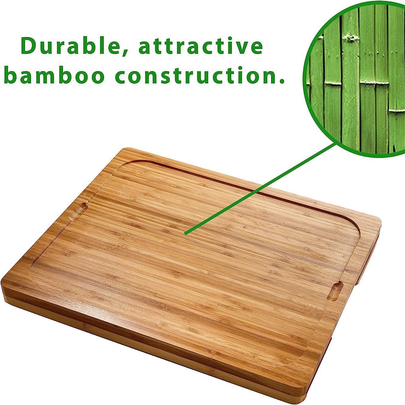 Bamboo Cutting Board with Colorful Cutting Mat Set for Kitchen Use, Solid Wood Chopping Board for Fruits, Bread, and Vegetables