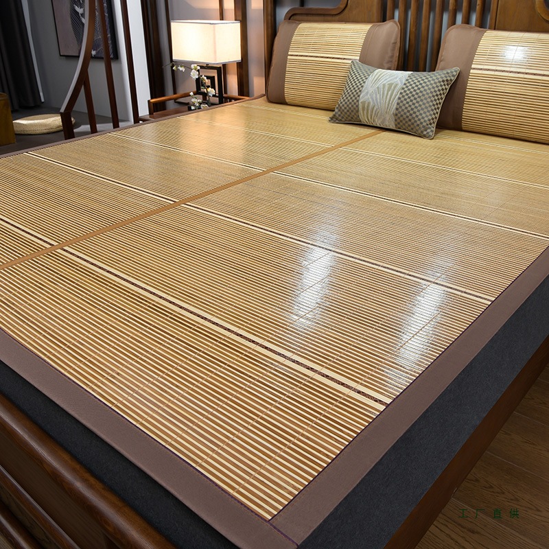 Summer Bamboo Mat, Summer Ice Silk Student Dormitory Single Foldable Winter and Summer Dual-Use Household Bamboo Straw Mat