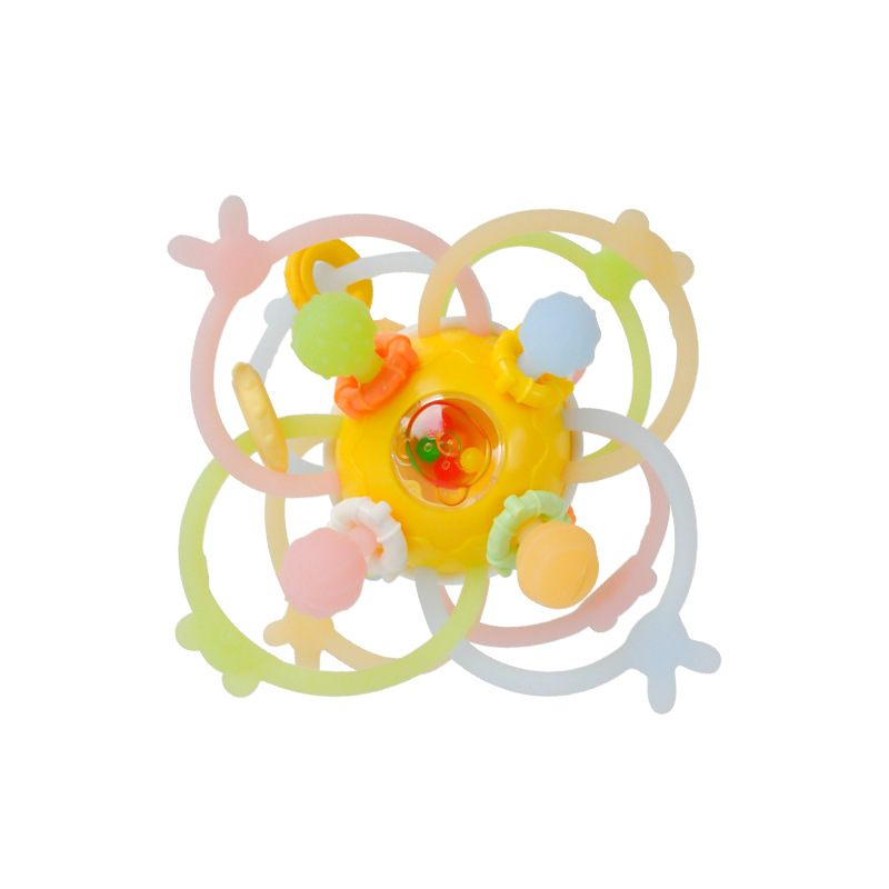 Manhattan hand ball baby silicone teether educational early education baby toy grasping teether stick rocking Ling