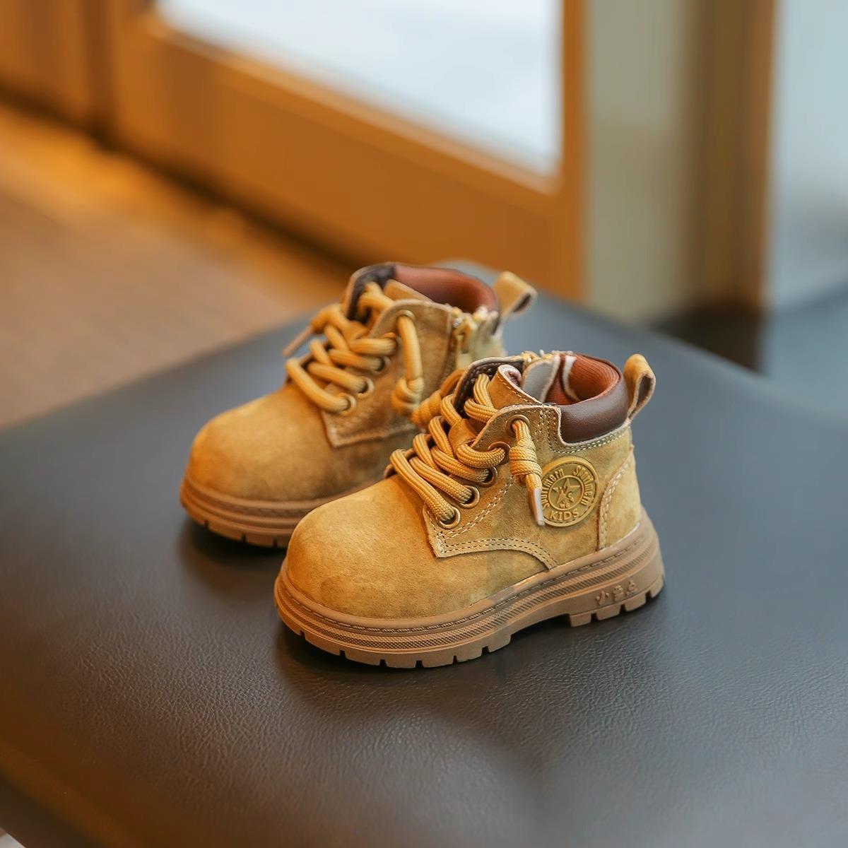 Children's Shoes Martin Boots 2025 Autumn and Winter New Kidsren's Shoes Girls' Baby Shoes Small Yellow Boots Boys' Shoes Soft-Soled Short Boots