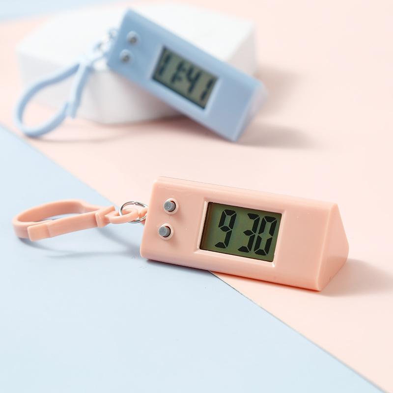 Student Long Triangle Backpack Keychain Electronic Watch Men's and Women's Gift Hanging Watch Electronic Watch Backpack Hanging Watch Electronic Watch