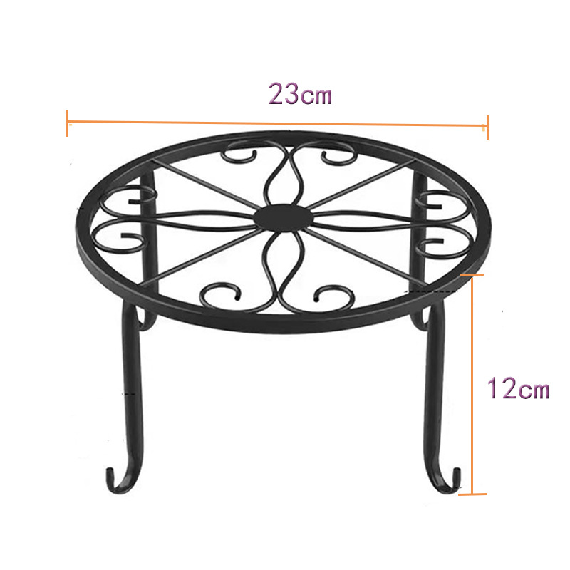 Single-Layer Flower Stand Wrought Iron Flower Pot Indoor and Outdoor Balcony Green Plant Hanging Orchid Potted Plant Gardening Small Storage Rack