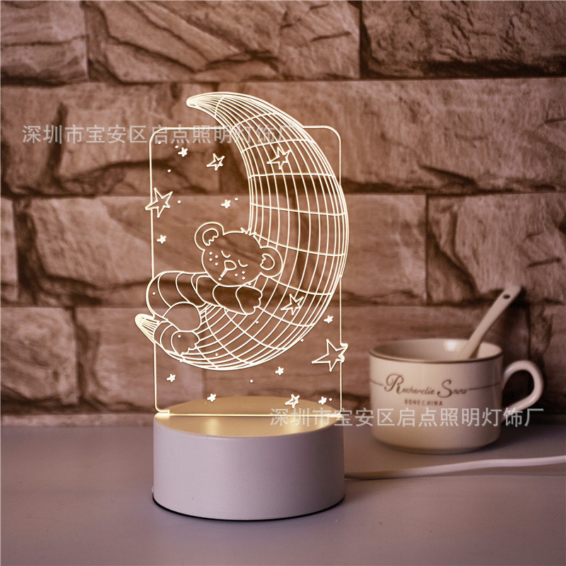 Factory wholesale 3D night light creative USB bedroom bedside lamp company event gift acrylic led table lamp
