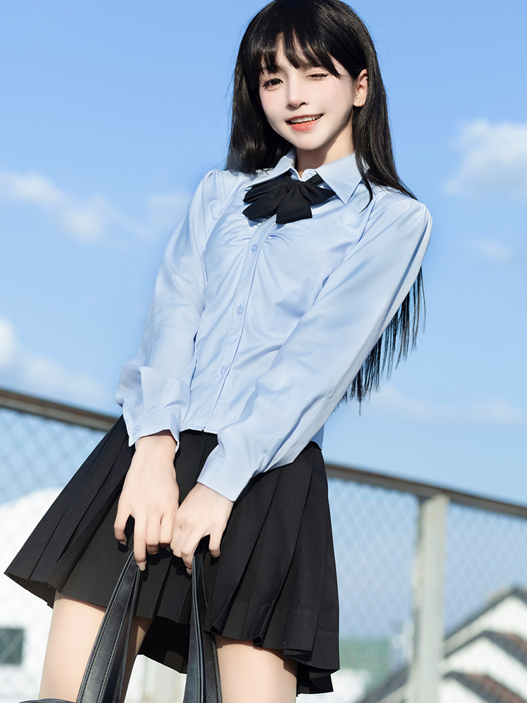 Women's shirt jk uniform long-sleeved top white shirt waist slimming autumn long-sleeved inner wear suit back strap