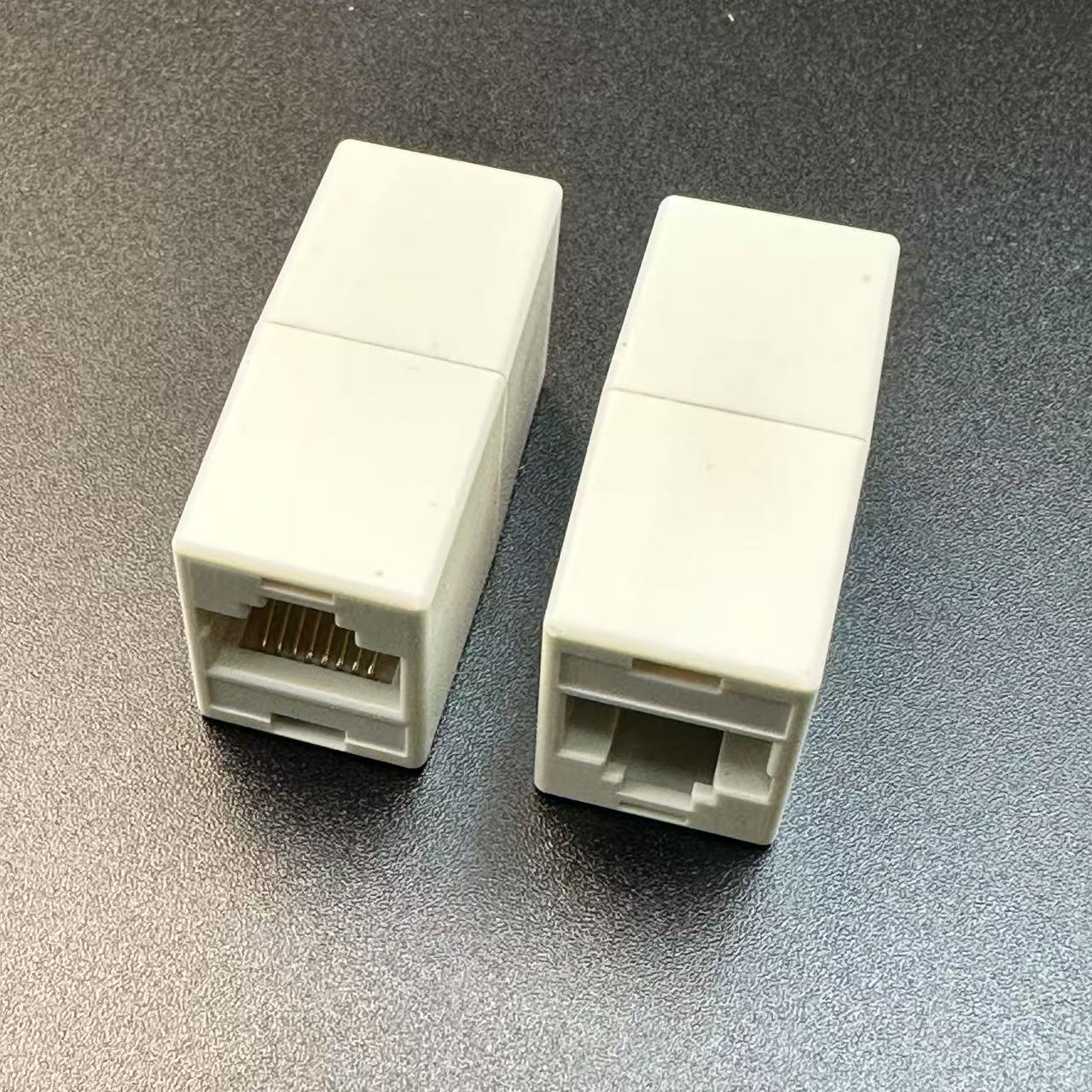 Promotional Off-White Network Straight-Through Head Rj45 Network Cable Connector Butt Joint 8P8C Double-Way Head Network Cable Extender