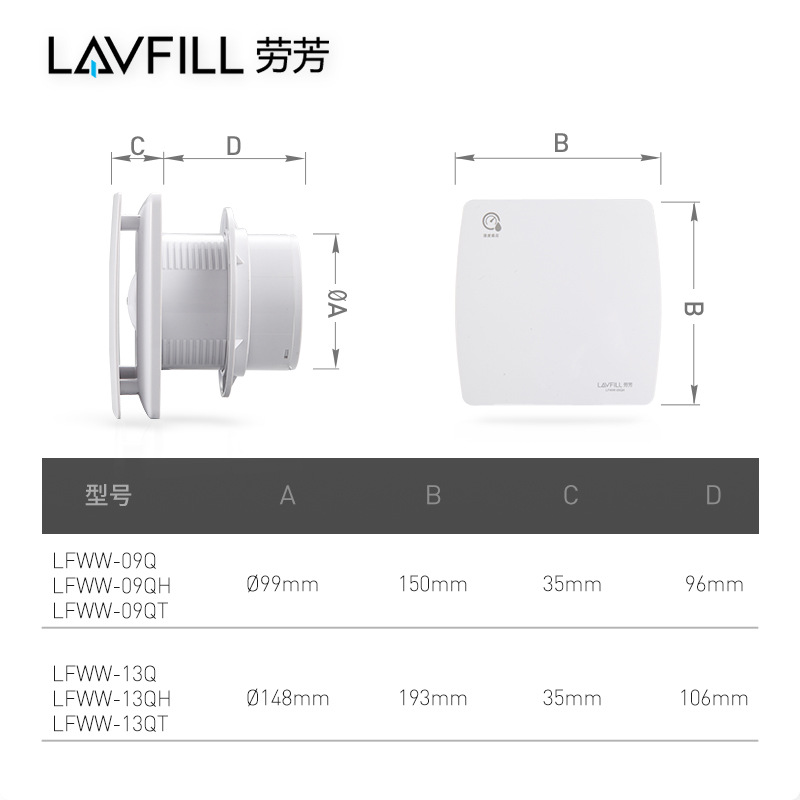 Customized Laofang Smart Window Ventilation Fan Humidity Bathroom Bathroom Embedded Exhaust Fan Hotel Wall Exhaust