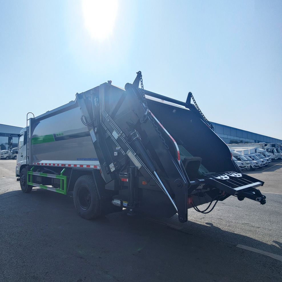 Dongfeng Tianjin Household Garbage Collection Truck 16 Square Meters 12 Tons Swing Arm Type Flip Compression Garbage Truck with Rear Hanging Bucket