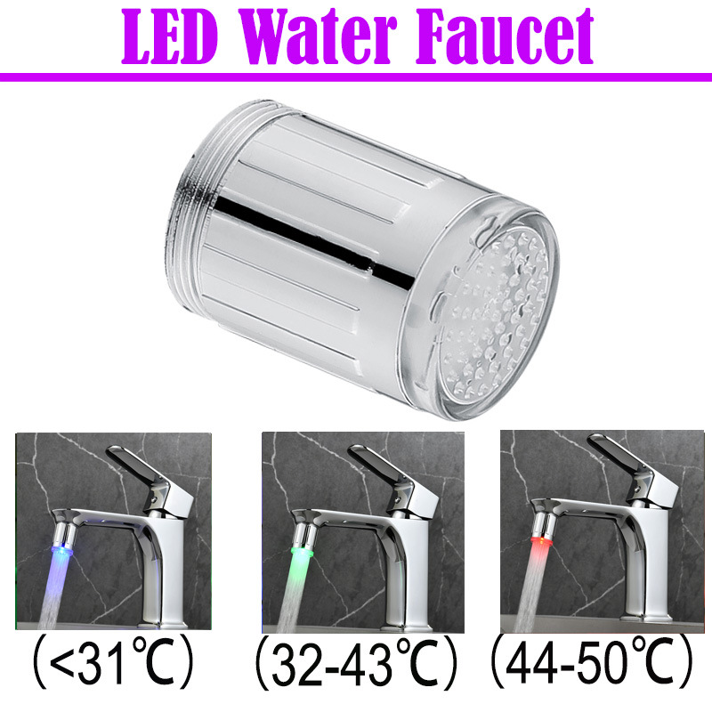 Led Faucet Splash-Proof Kitchen Faucet Nozzle Temperature-Controlled Three-Color Extender Colorful Bathroom Faucet A6