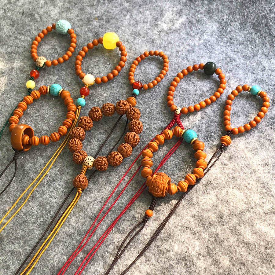 Natural olive nuclear hand twist single circle simple men's and women's cultural play pendant finger bracelet couples golden rice bowl beads wholesale