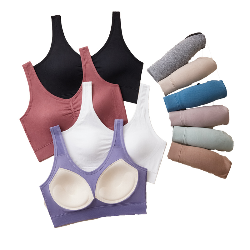 40.00 kg-100.00 kg Sports Wide Shoulder Bra Women's Fixed Cup Underwear Tube Top Vest Breathable chubby girl plus size Wrap Chest