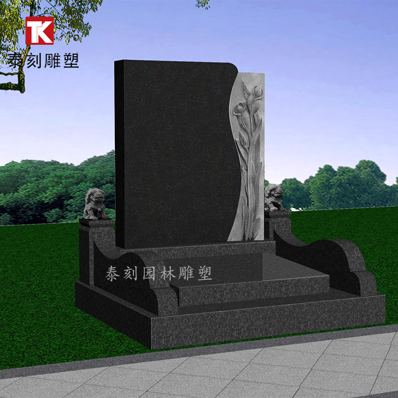 Cemetery Lingyuan Cemetery Tombstone Shanxi Black Granite Bluestone Marble Art Cemetery Lettering Stone