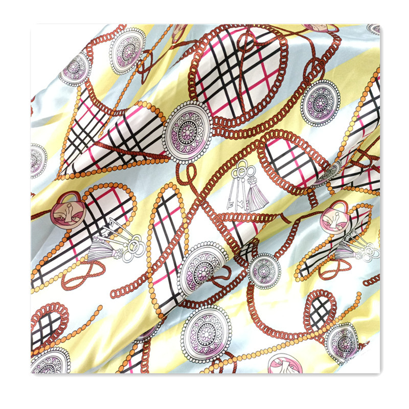 Chain Satin Printed Fabric Satin Woven Gift Box Packaging Ribbon Scarf Bag Home Clothes Clothing Lining Fabric