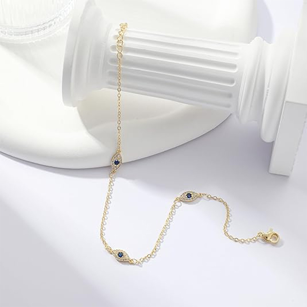 European and American Cross-border Fashion Summer Adjustable Devil's Eye Diamond Pendant All-match Perfect Foot Chain