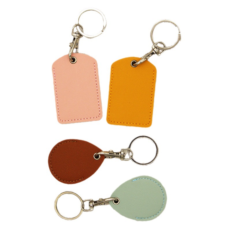 Access control card cover rectangular drop-shaped keychain community access card protective cover square elevator leather card cover