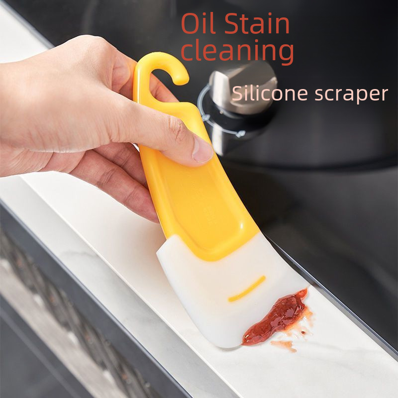 Oil Stain Scraper Silicone Spatula Japanese-Style Pot Bottom Cleaner High Temperature Resistant Scraper for Cleaning Pots and Dishes Non-Stick Pan Cream
