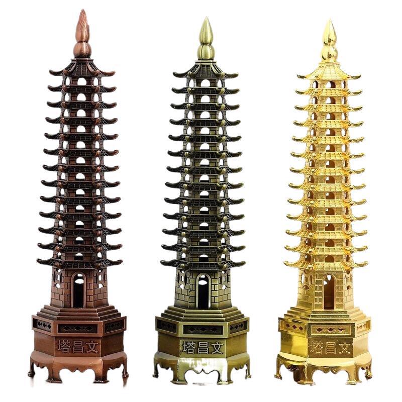 Pure Copper Wenchang Tower Thirteen Floors Nine Floors Seven Floors Thirteen Floors 13 Floors All Brass Student Bedroom Desk Ornaments