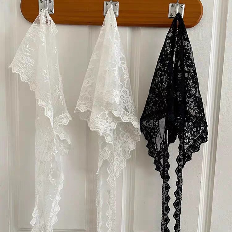 High-End 2025 New White Hem Skirt Curtain Jeans Lace Butt Curtain Women's Layered Triangle Scarf Covering the Span and Slimming Look