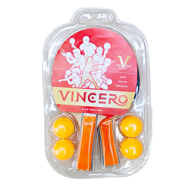 Vincero Table Tennis Racket 2 Rackets 4 Balls with Bag and Net Rack 2 Rackets 3 Balls Bubble Shell Wooden Board Full English Export Paper Card