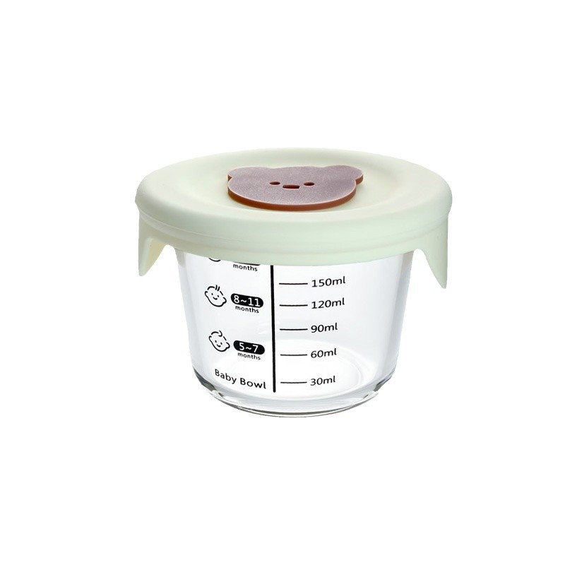 Baby Food-Grade Glass Storage Supplementary Food Bowl for Newborns, Supplementary Food Feeding Storage Bottle, Microwave-Safe and Fresh-Keeping