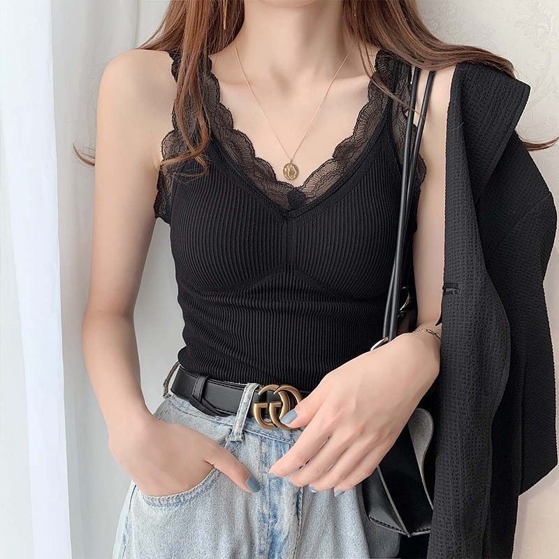 Cross-Border Foreign Trade Popular Warm Camisole Women's Autumn and Winter Thickened Inner Layering Lace Heating Seamless Base Layer