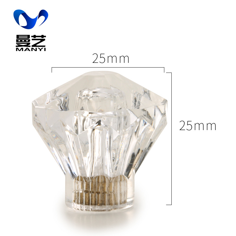Wholesale cabinet door handle acrylic crystal head drawer cabinet wardrobe door handle furniture plastic single hole handle