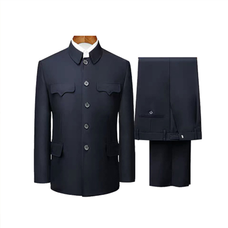 [Factory Ready Stock] Chinese Style Spring & Fall Middle-Aged and Elderly Men's Lycra Suit Grandpa Suit Men's Suit Stand Collar