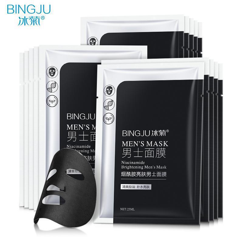 Bingju Niacinamide Men's Mask 10 Pieces Brightening Skin Color Oil Control Hydrating Mask Boys Wholesale/Dropshipping