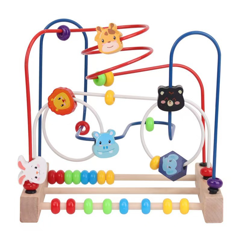 Three-Wire Bead String Building Blocks Multi-Functional Intellectual Toys for Infants and Young Children Montessori Early Education Building Blocks Baby Animal Beads
