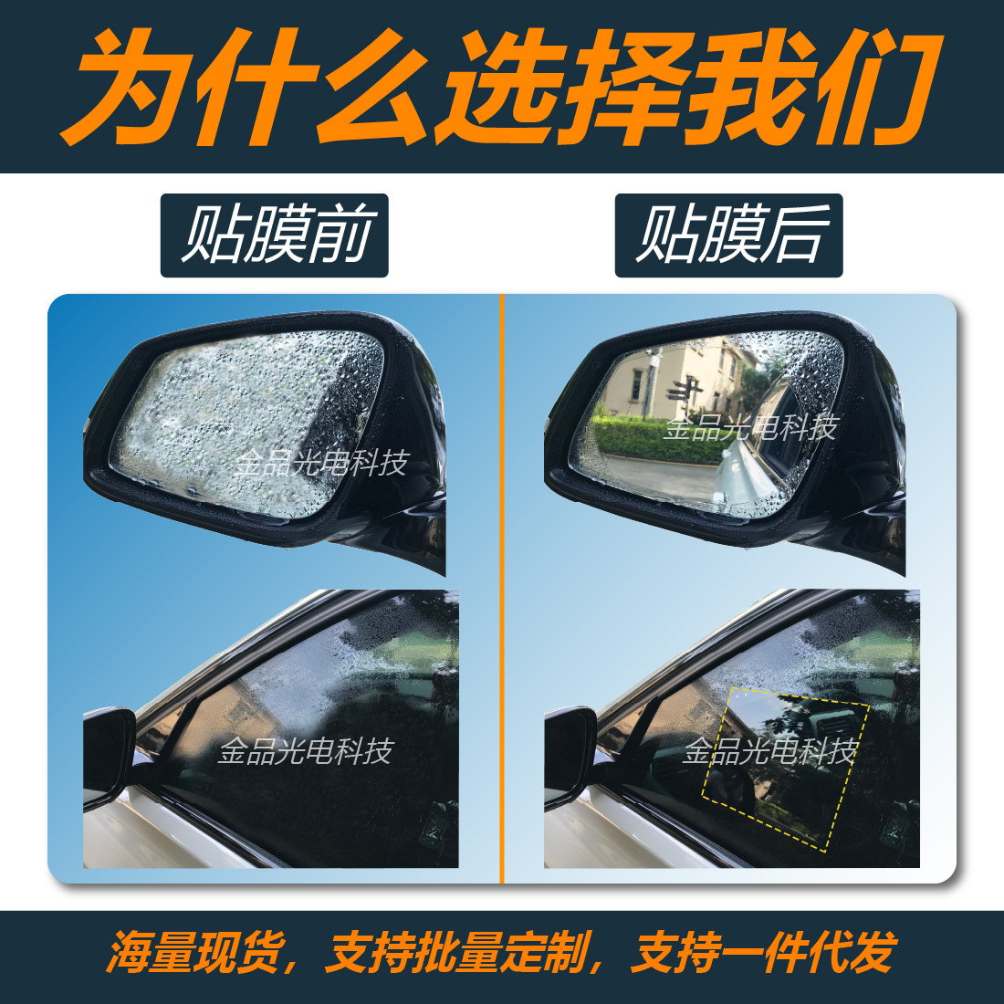 Manufacturer in stock car rearview mirror rain-proof Film side window HD anti-fog water repellent nano waterproof rain-proof film Universal