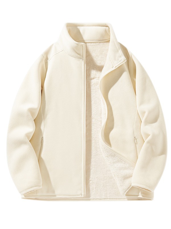 8806 Autumn and Winter Fleece Jacket Couple Men's and Women's Outdoor Stand Collar Austrian Velvet Plus Velvet Cardigan Jacket to Keep Warmth