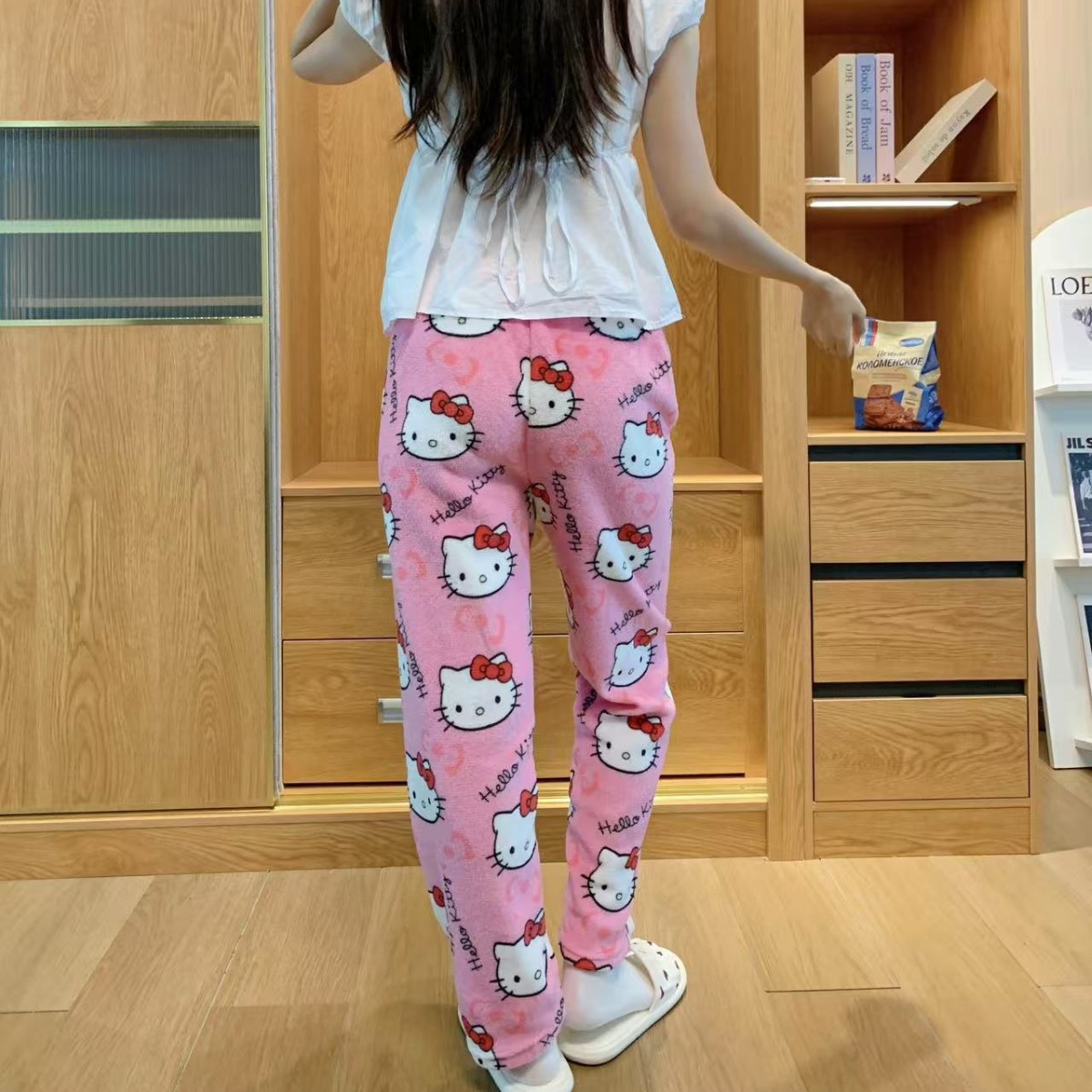 Foreign Trade Large Size Cartoon Flannel Pajamas for Women Autumn and Winter Thickeneded Fleece-Lined Warm Pajamas Home Clothes Winter Pants