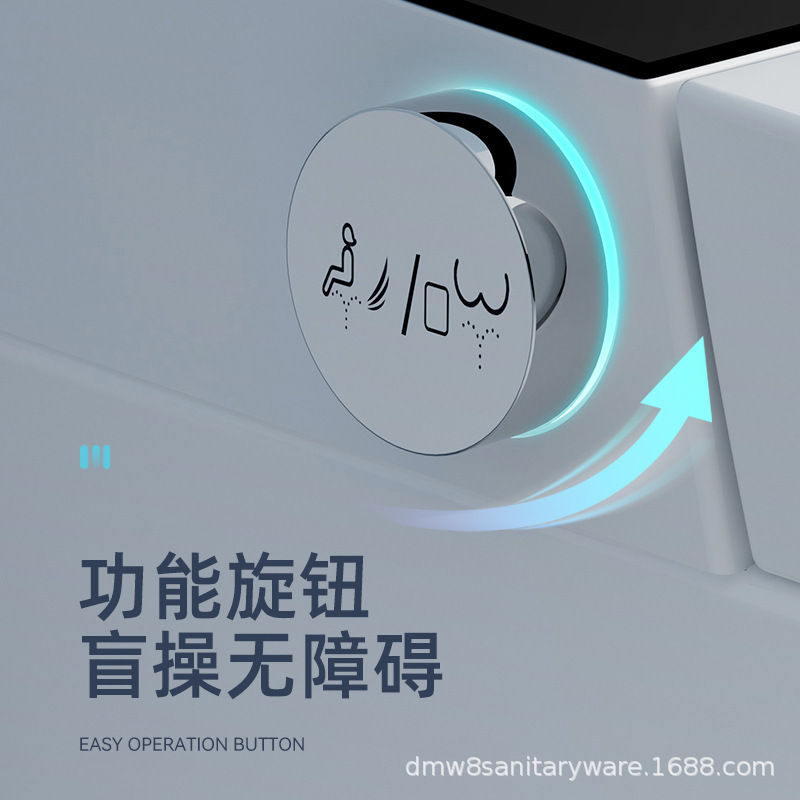 Multifunctional Electric Household Instant Heating Toilet with Voice Control, Integrated Smart Bathroom Toilet in a Light Luxury Style