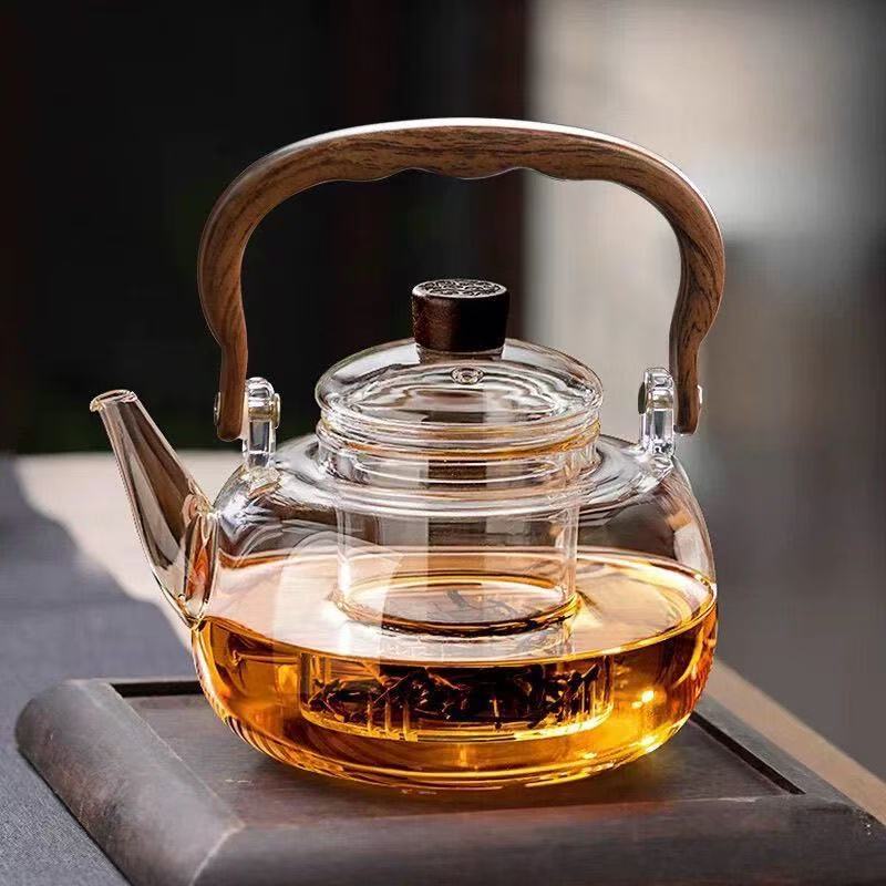 Glass Teapot with Tea-Water Separation, High-Temperature Resistant, Suitable for Home Use with Electric Ceramic Stove, Handle Kettle, and Tea Set