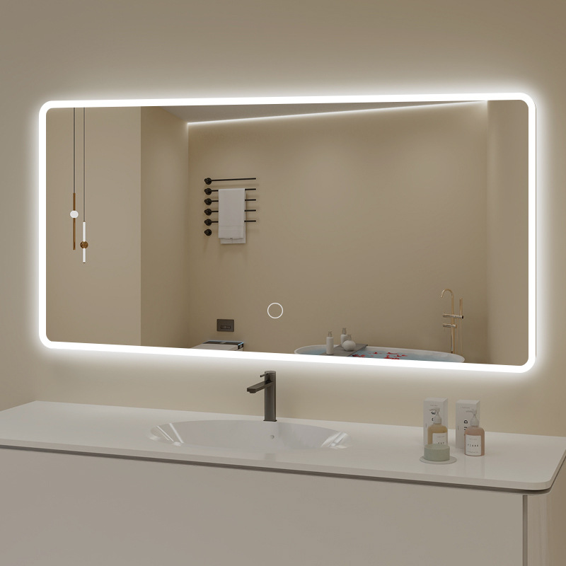 Bathroom Mirror Led Anti-Fog Touch with Light Smart Bathroom Mirror Toilet Wall Hanging Hotel Washbasin Bathroom Mirror