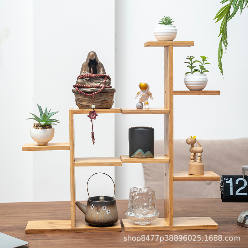Многоуровневый стеллаж для суккулентов для дома на столе декоративный бамбуковый стеллаж оптом