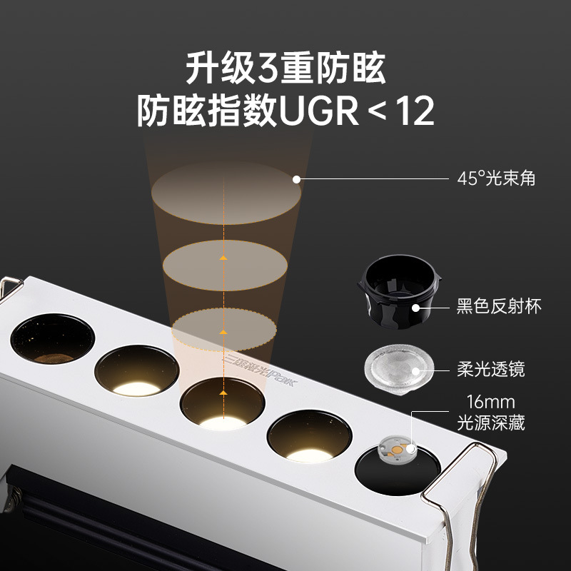 Sanxiong Aurora led anti-glare grid lamp embedded spotlight line lamp living room without main lamp grid ceiling spotlight