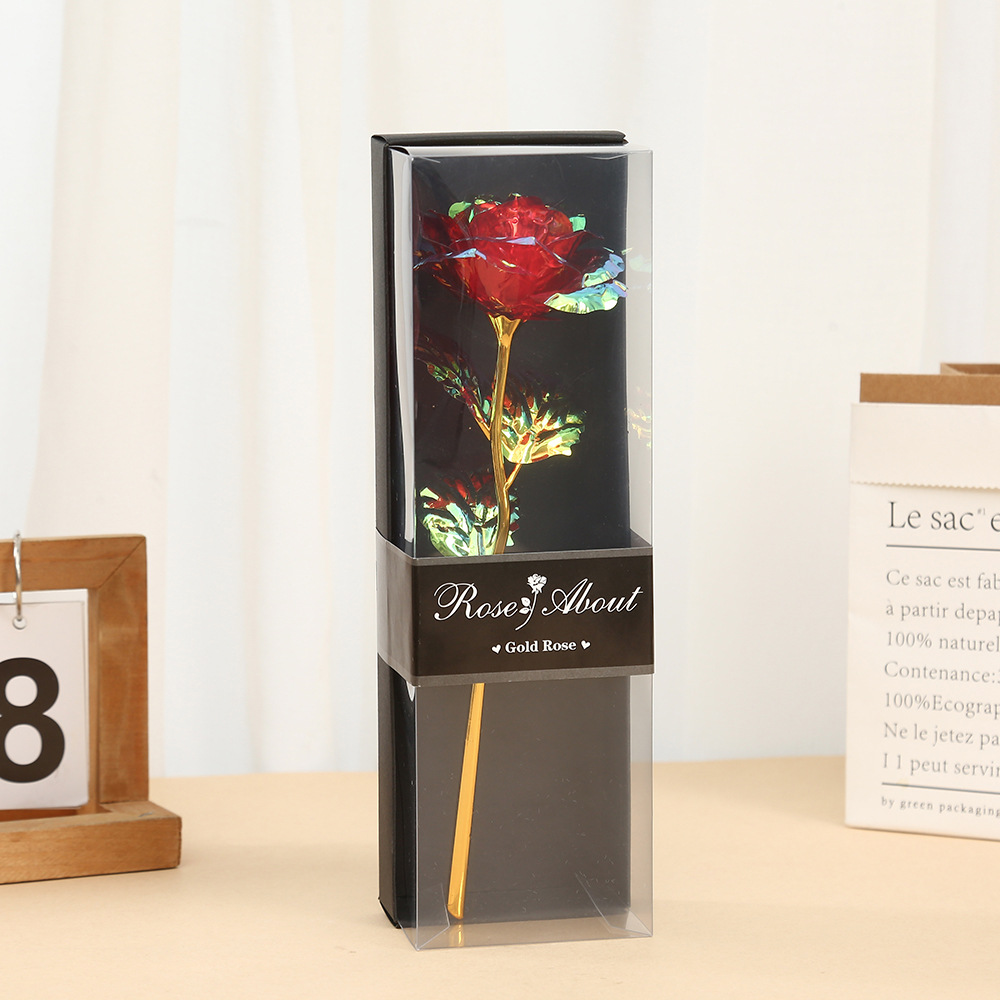 Creative Valentine's Day Gift Colored Gold Colorful Gold Foil Flower New Tanabata Gift Gift Box Simulation Rose