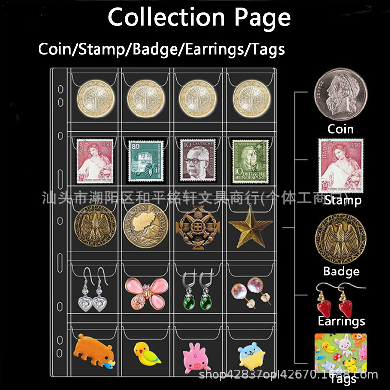 Международный стандарт, 9 отверстий, внутренние страницы для коллекции монет и марок, книга для хранения на 12, 20, 30, 42